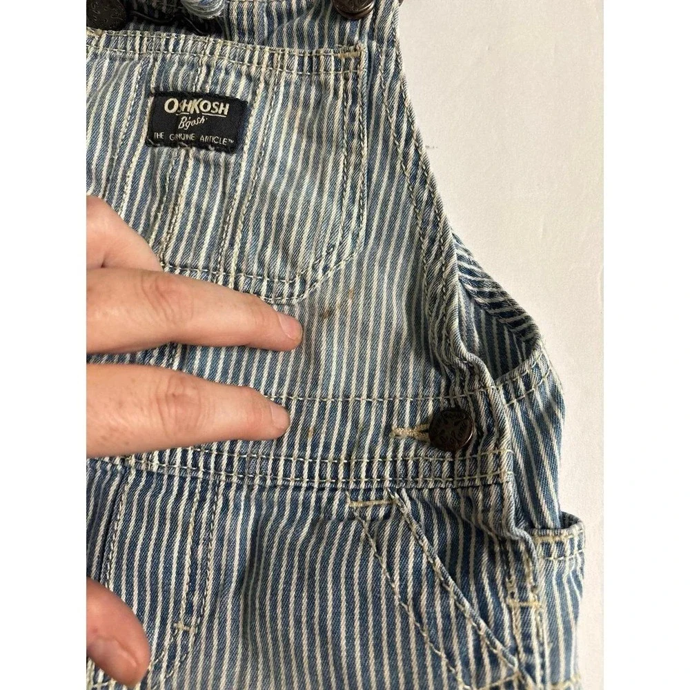 OshKosh B'gosh striped denim short overalls (18 min) Vintage Style Train overall